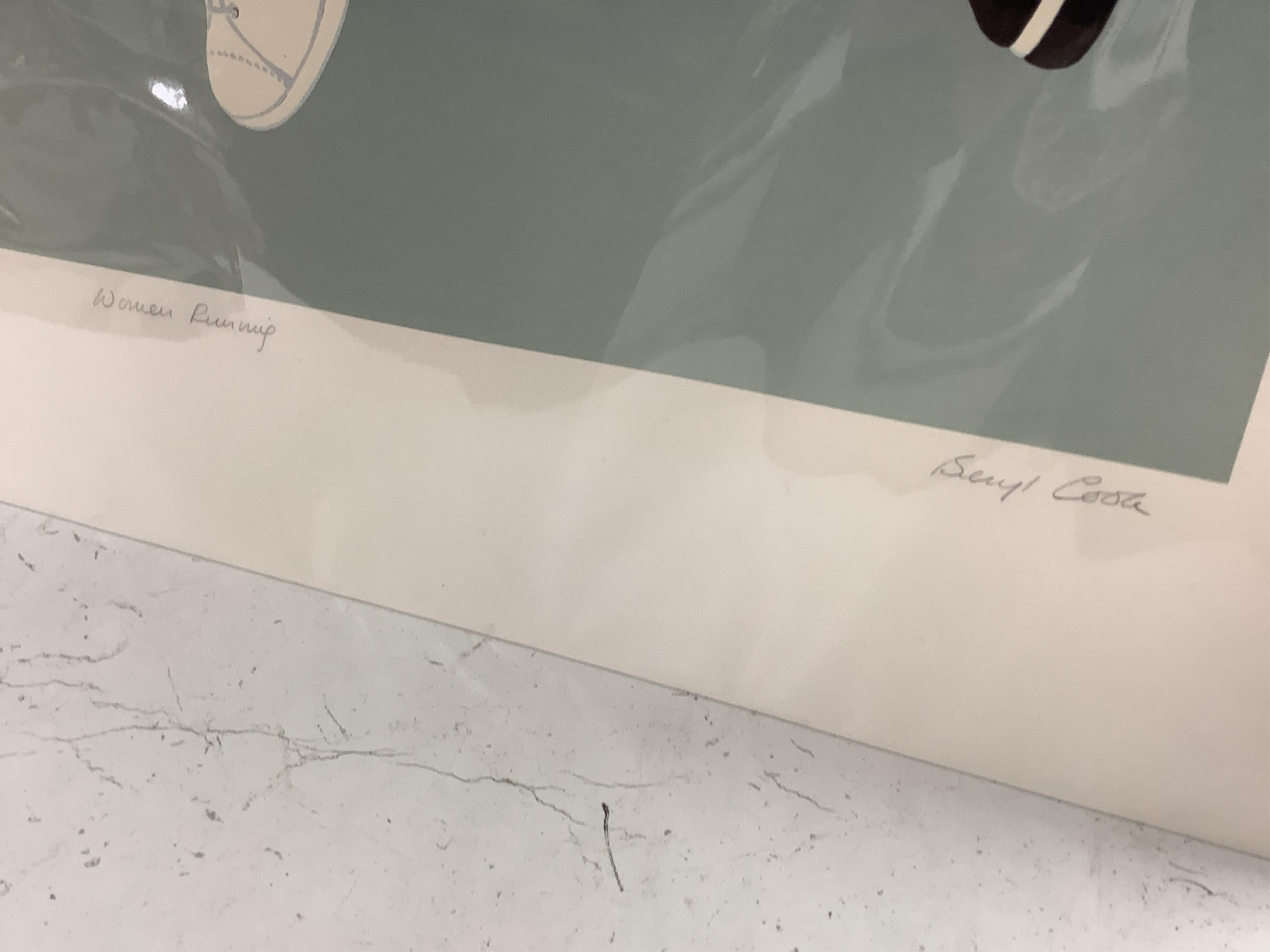 Beryl Cook (1926-2008), 'Women Running', signed in pencil, limited edition 236/275, silk screen print, unframed, 94 x 73cm